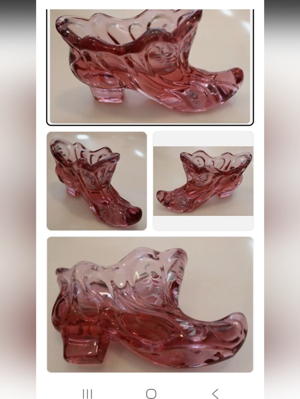 Fenton Pink Glass Decorative Shoe Bowl - Elegant Home Accent - Picture 2 of 5
